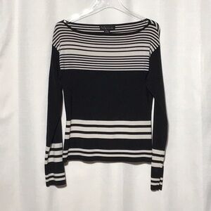 Avenue Black and White Striped Top